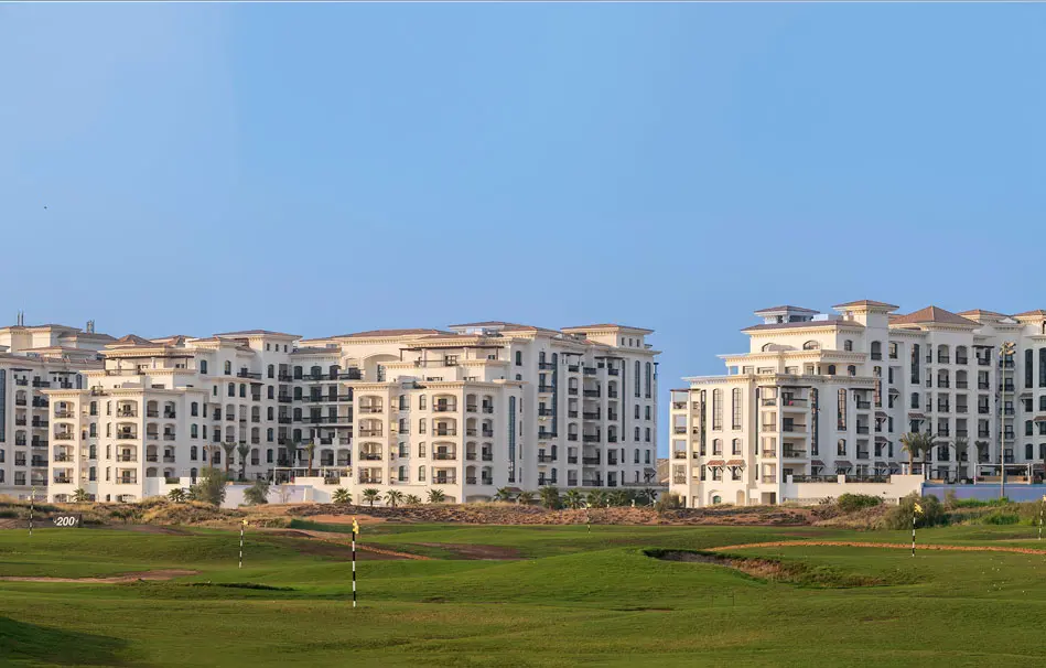 Ansam residential buildings on Yas Island, Abu Dhabi showcasing contemporary apartment architecture and landscaped outdoor spaces
