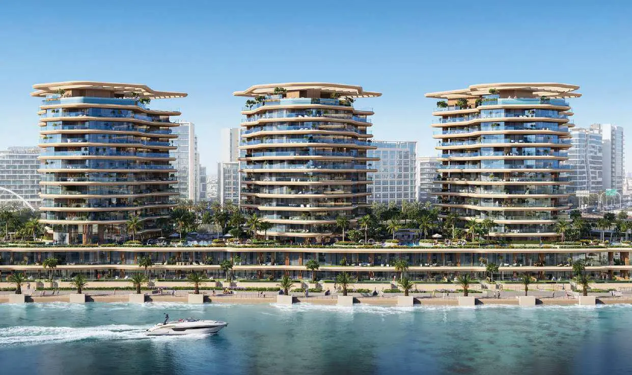 Lush landscaped gardens outdoor sports court and leisure deck structure at Bab Al Qasr Residence 51 Abu Dhabi.