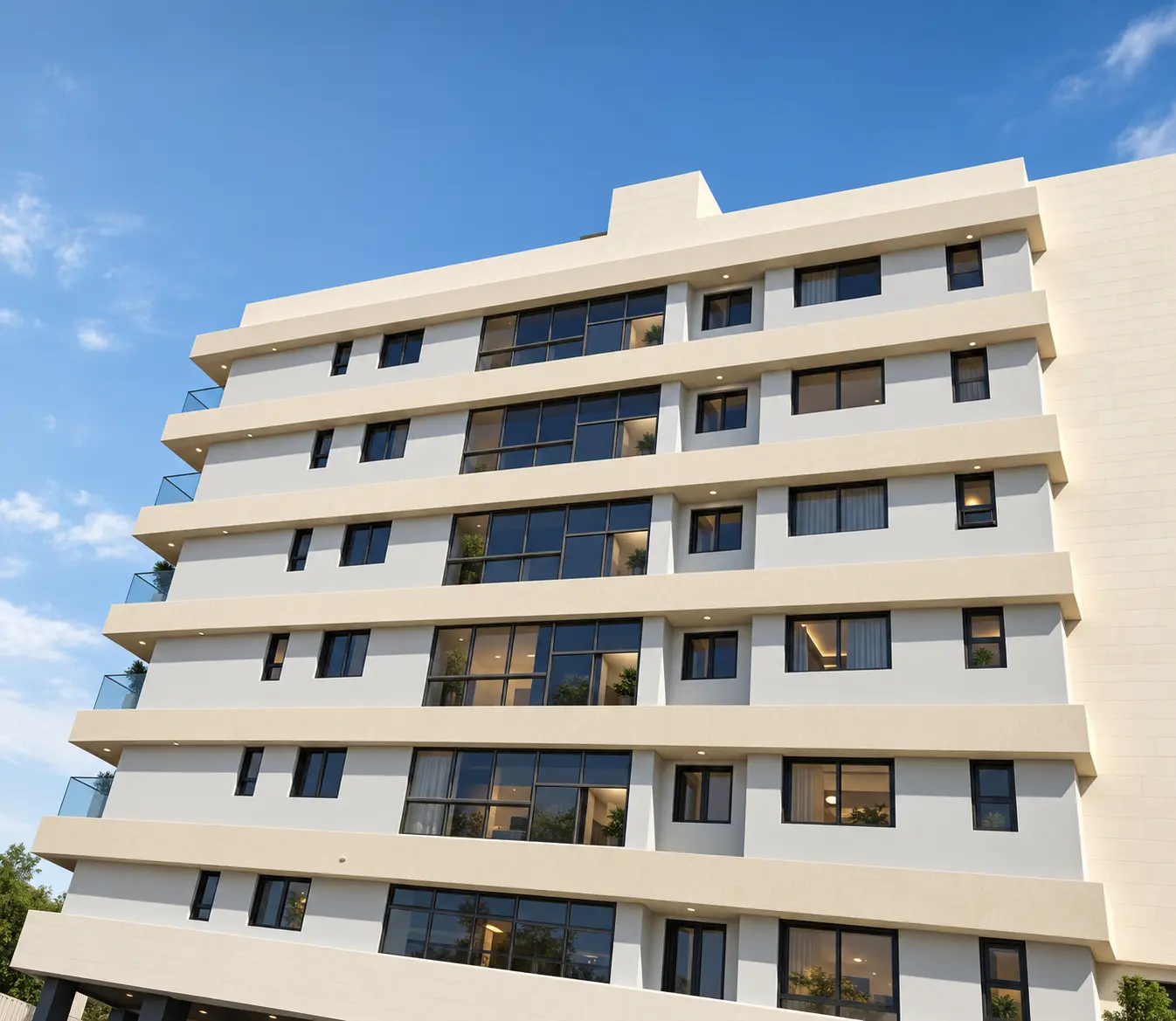 ELMACS exterior building view in Al Shamkhah Abu Dhabi residential mixed-use development