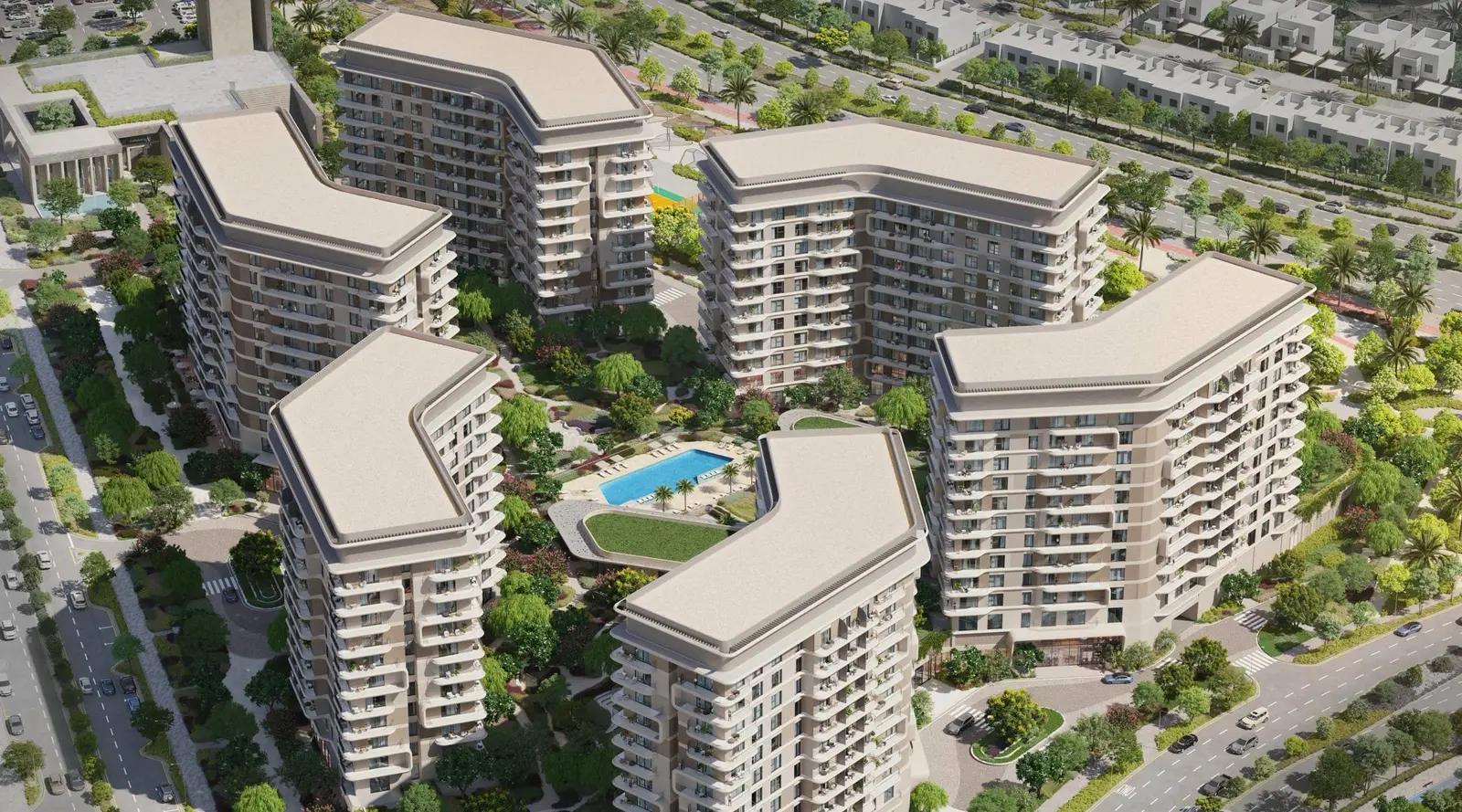 Boulevard-facing façade of Yas Park Place Yas Island Abu Dhabi UAE featuring clean lines and premium architectural detailing..jpg