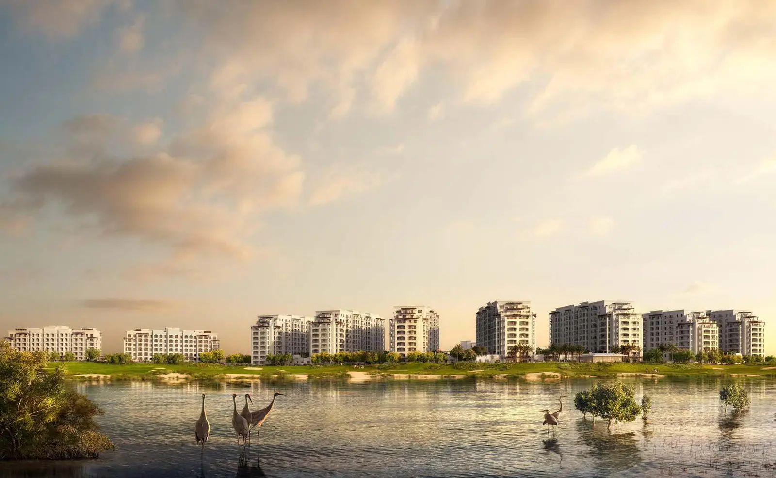Landscaped podium gardens and outdoor leisure areas at Souq Furnished Apartments Yas Island Abu Dhabi residential development..jpg