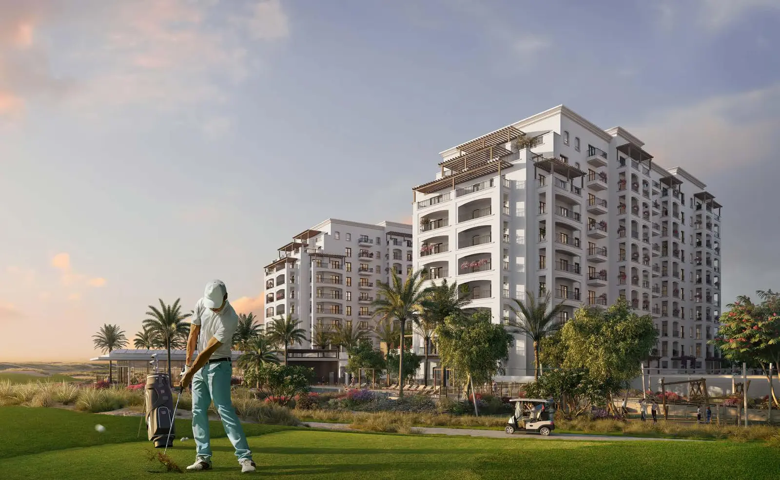 Community courtyard and retail souq exterior at Souq Furnished Apartments Yas Island Abu Dhabi residential project..jpg