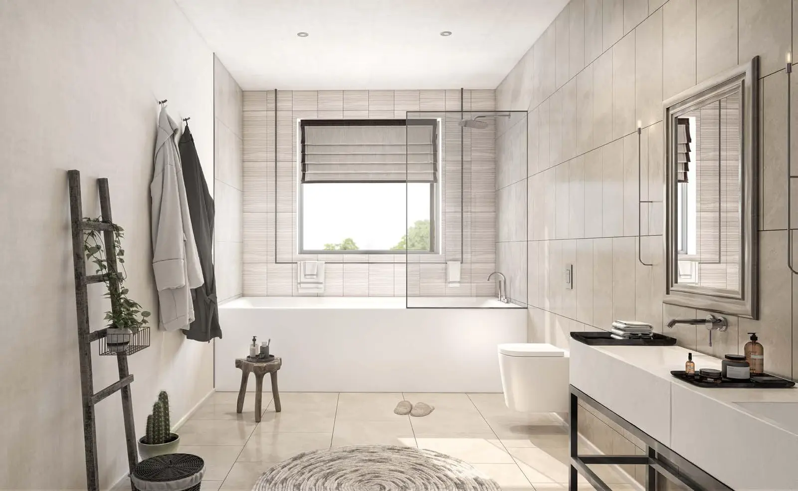 Luxury furnished apartment interior with modern décor at Souq Furnished Apartments Yas Island Abu Dhabi community..jpg
