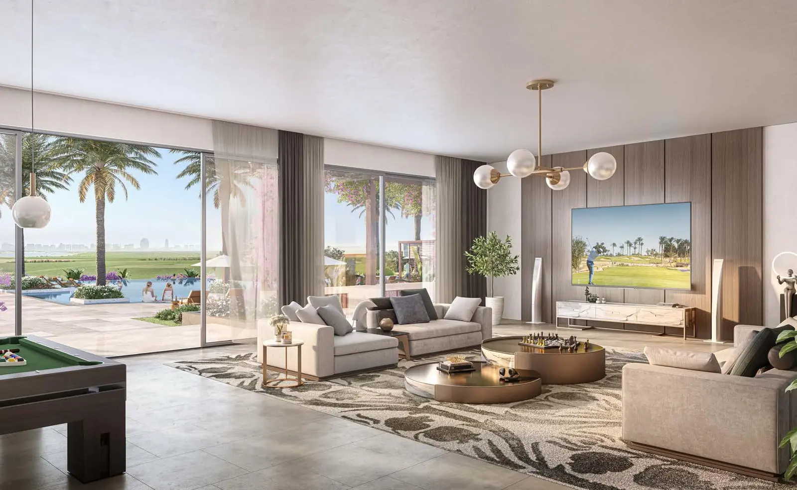 Open-plan living and dining space at Souq Furnished Apartments Yas Island Abu Dhabi residential development interiors.jpg