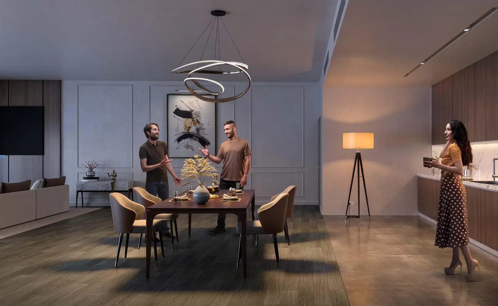 Fully fitted kitchen with quartz countertops and built-in appliances at Souq Furnished Apartments Yas Island Abu Dhabi.jpg