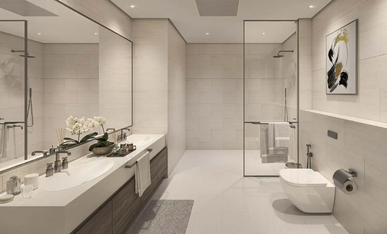 Modern open-plan kitchen design at Louvre Abu Dhabi Residences Saadiyat Island with marble countertops and luxury fittings.jpg