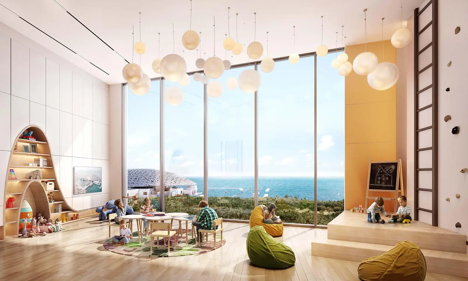 Spacious apartment interiors with open kitchen at Louvre Abu Dhabi Residences Saadiyat Island with open layouts and natural light..jpg