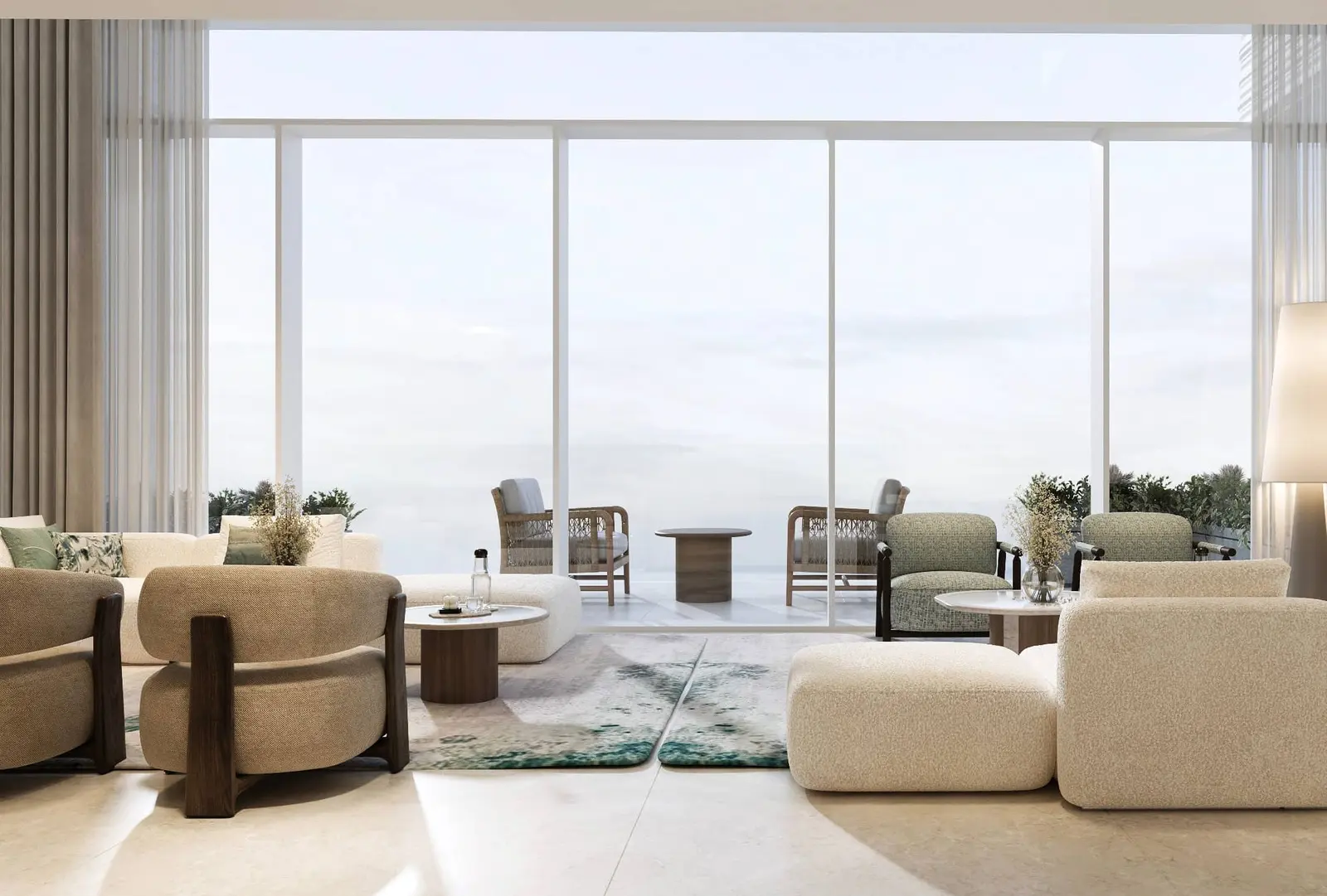Elegant living room interior at Juman 2 Luluat Al Raha Abu Dhabi with marina and skyline views.png