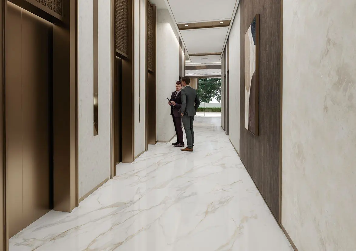 Well-lit office corridor at Radiant Atrium, Al Reem Island, Abu Dhabi, connecting premium Grade A office units with sleek design and modern finishes..jpg
