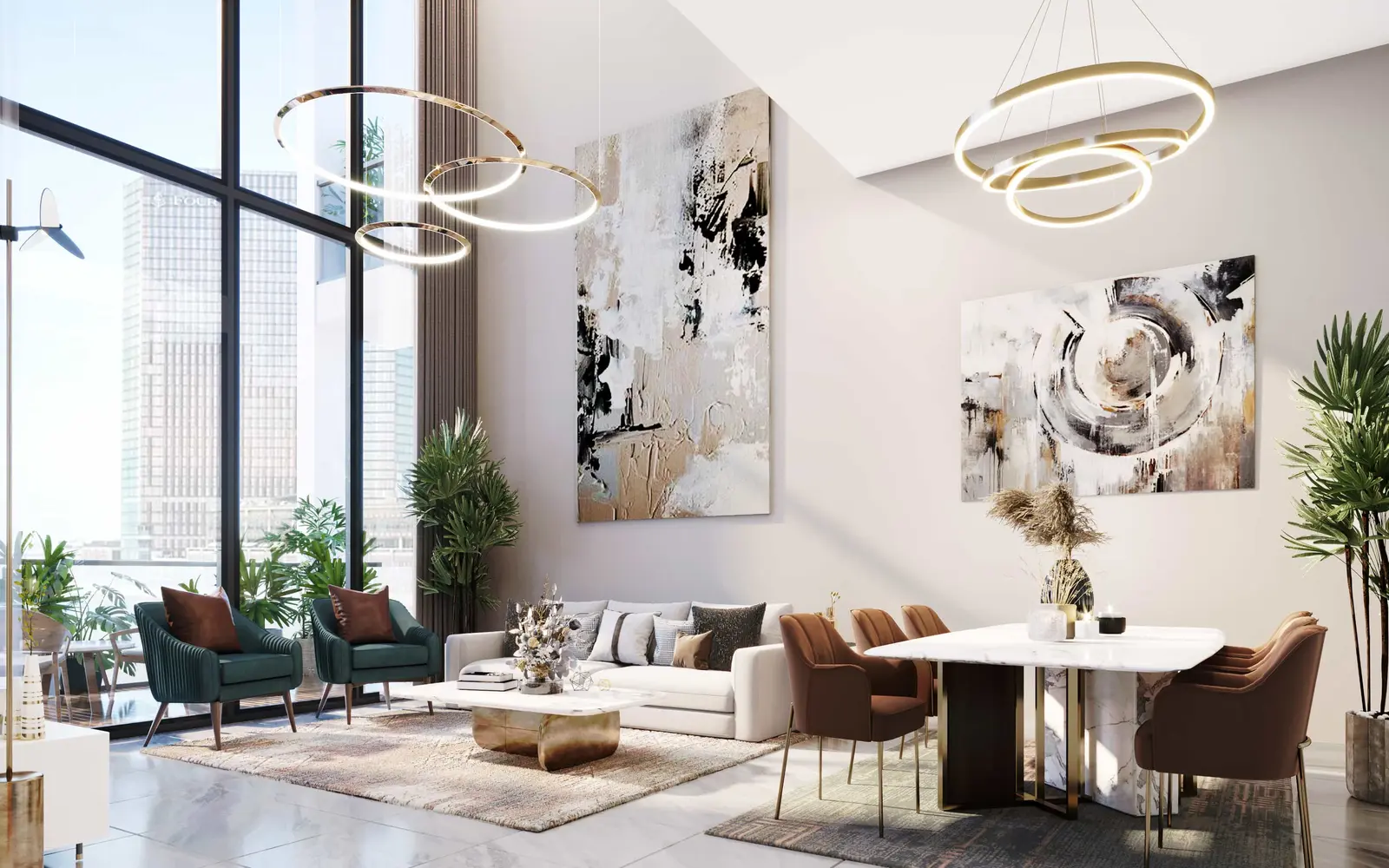 Spacious duplex interiors at Al Maryah Vista 2 showcasing premium finishes and modern Abu Dhabi luxury reception area