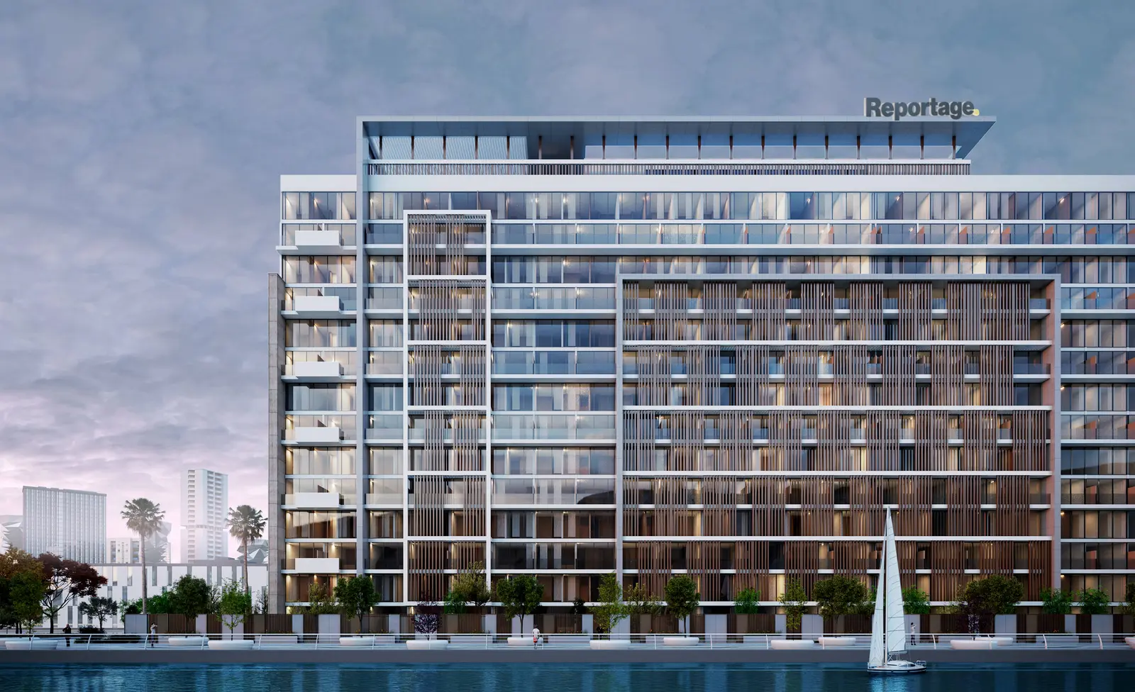 Perla 1 Yas Island Abu Dhabi luxury residential exterior showcasing modern design, elegant balconies, landscaped spaces, and vibrant community surroundings.